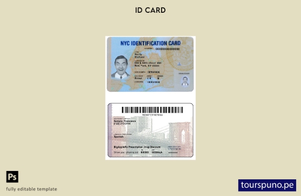 lista para imprimir plantilla de identificación de Nueva York de EE. UU.